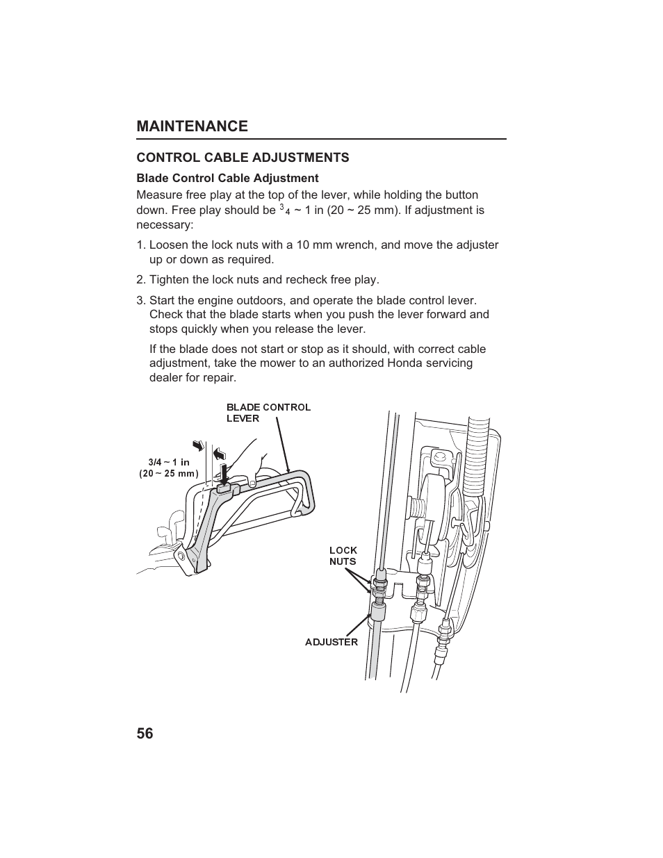 Maintenance 56 | HONDA HR215SXA User Manual | Page 58 / 95