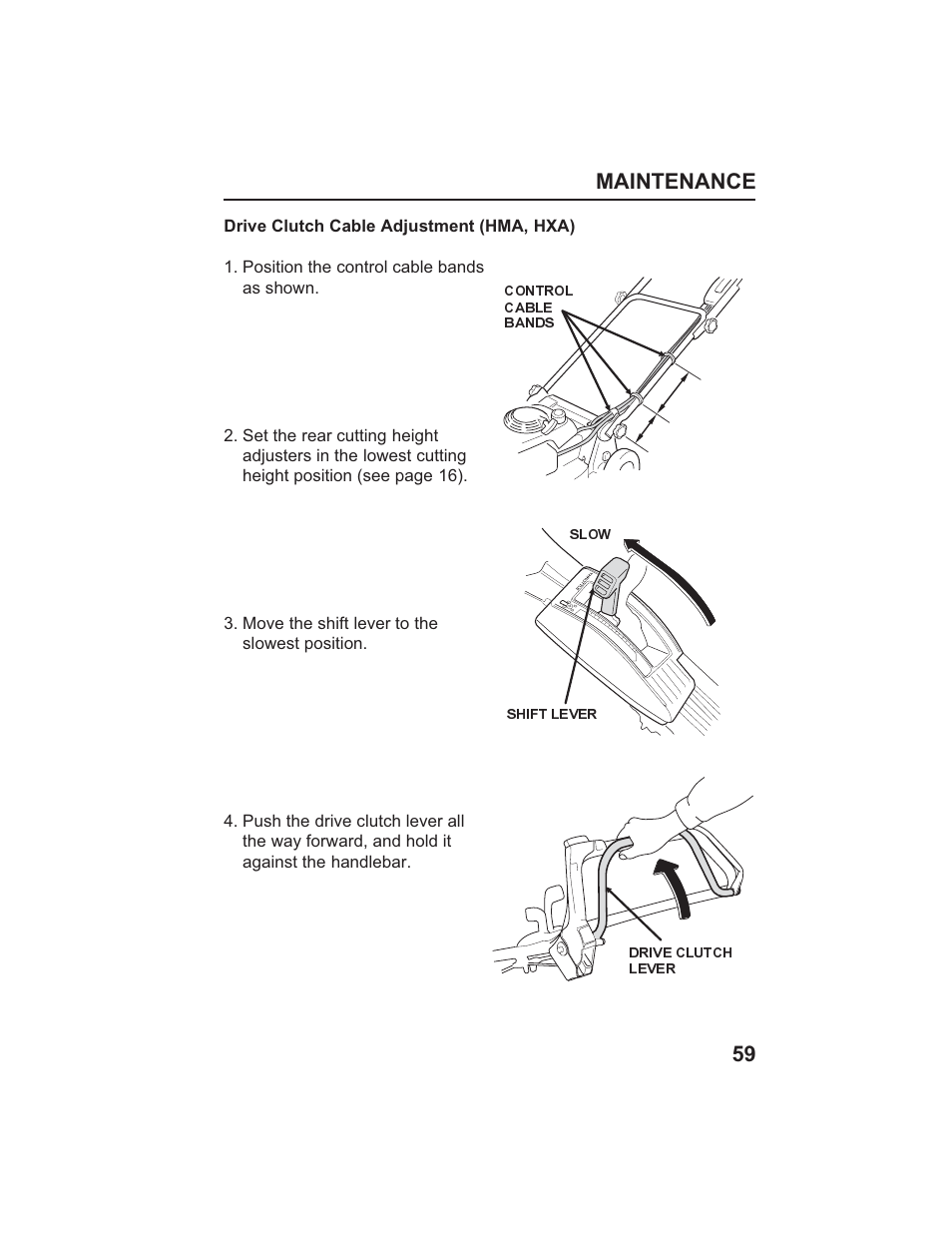 Maintenance 59 | HONDA HR215SXA User Manual | Page 61 / 95