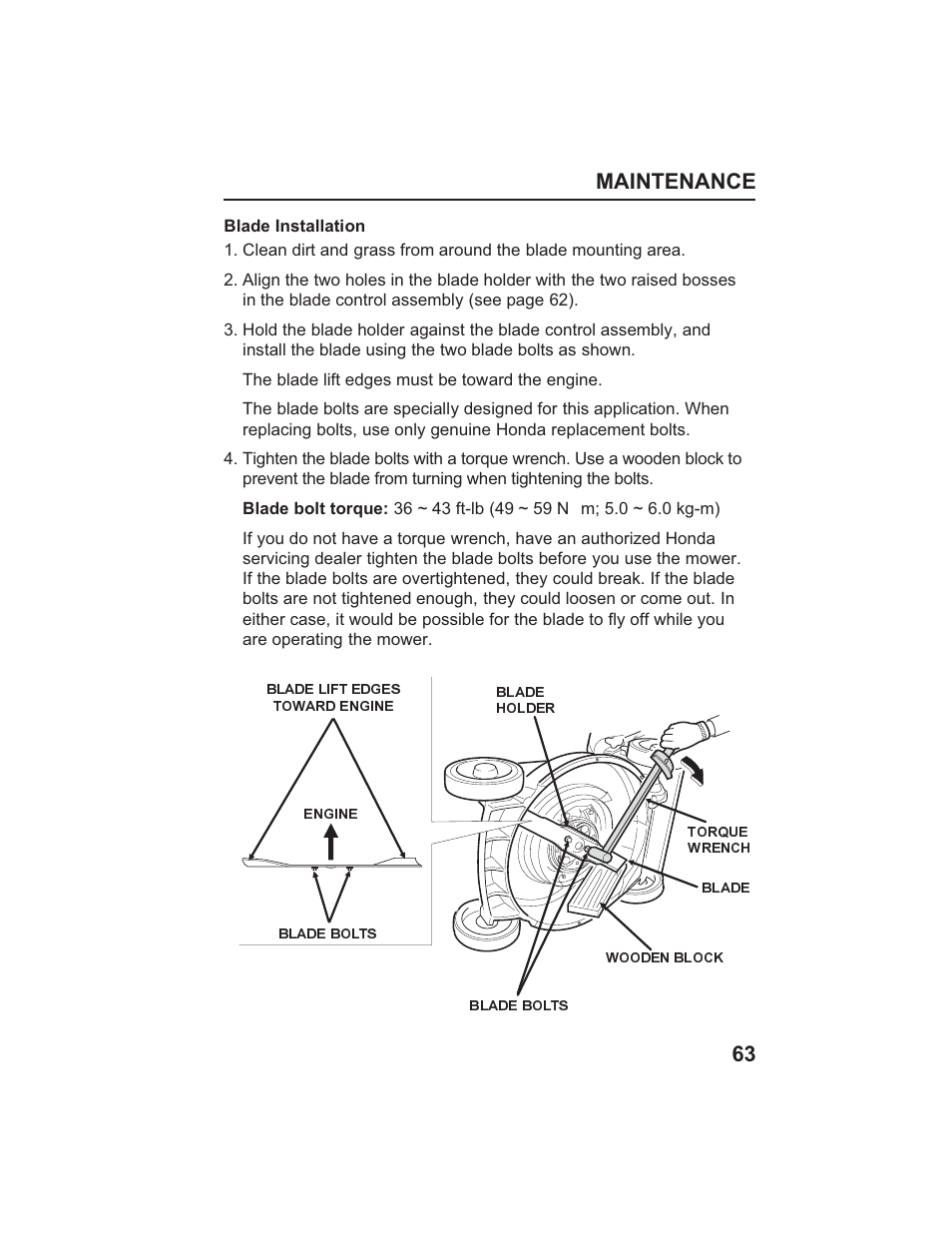 Maintenance 63 | HONDA HR215SXA User Manual | Page 65 / 95