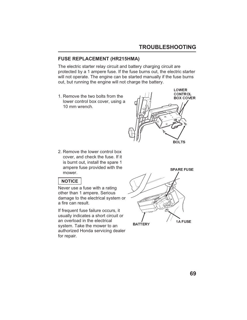 Troubleshooting 69 | HONDA HR215SXA User Manual | Page 71 / 95