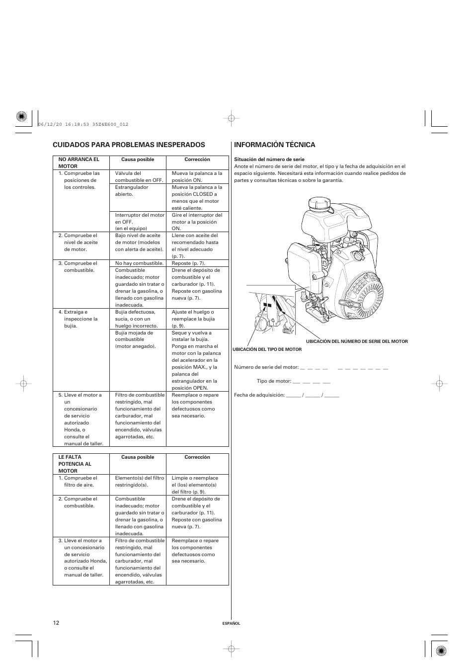 HONDA GX100 User Manual | Page 44 / 48