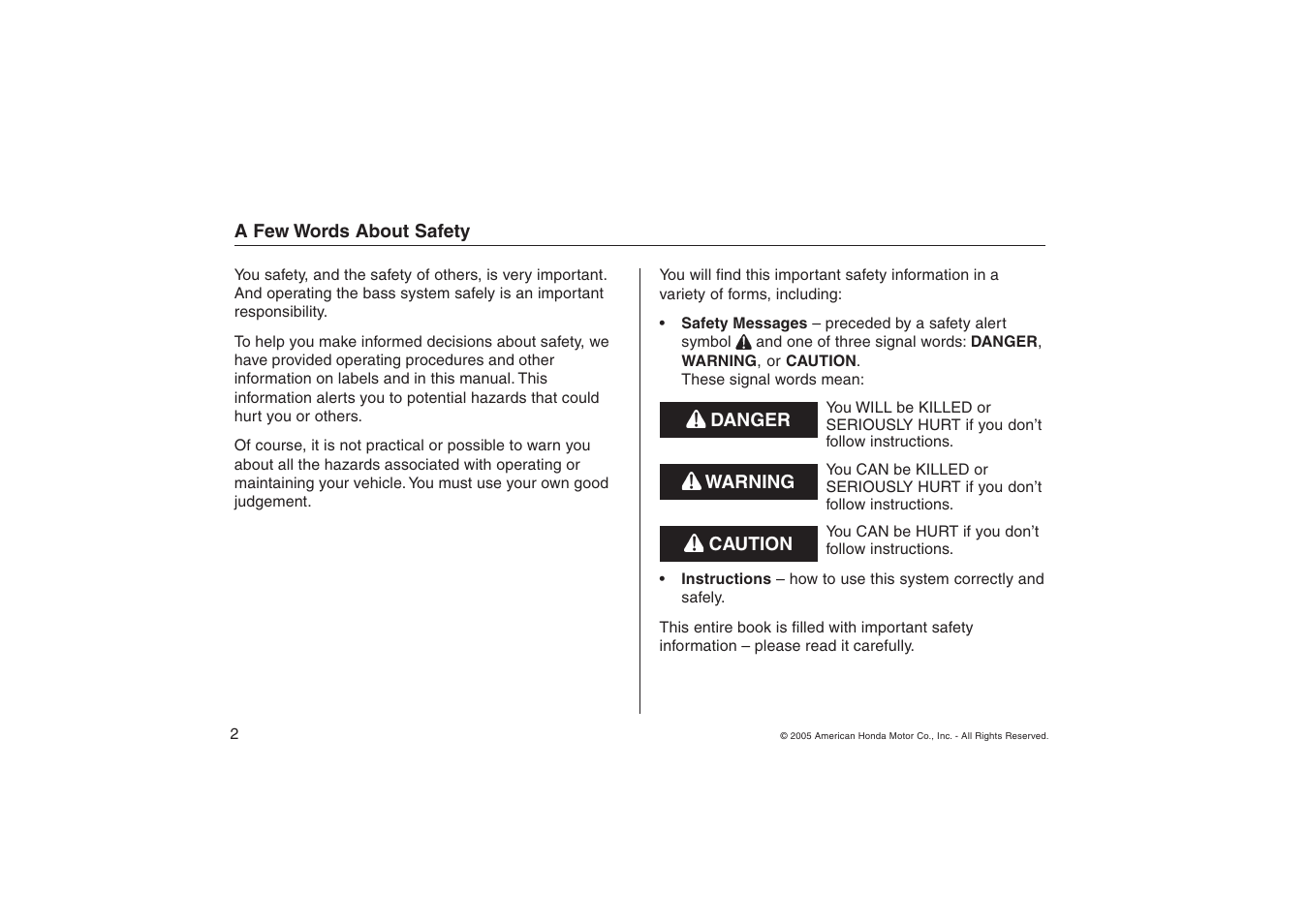 HONDA Bass Speaker System 08B54-SNA-1000-81 User Manual | Page 2 / 7