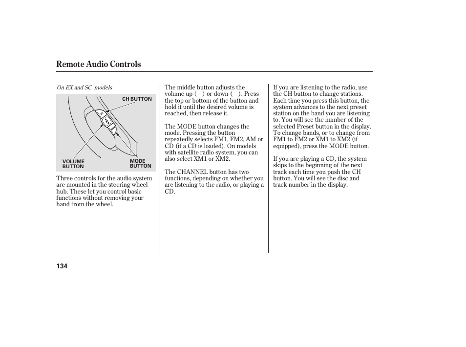 Remote audio controls | HONDA 2008 Element User Manual | Page 140 / 282