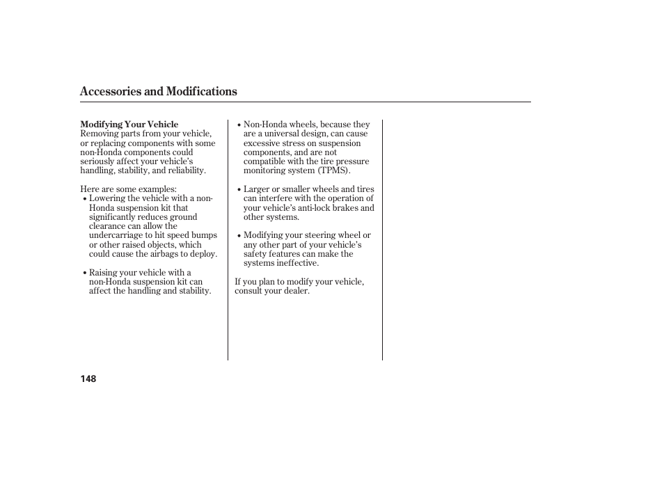 Accessories and modifications | HONDA 2008 Element User Manual | Page 154 / 282