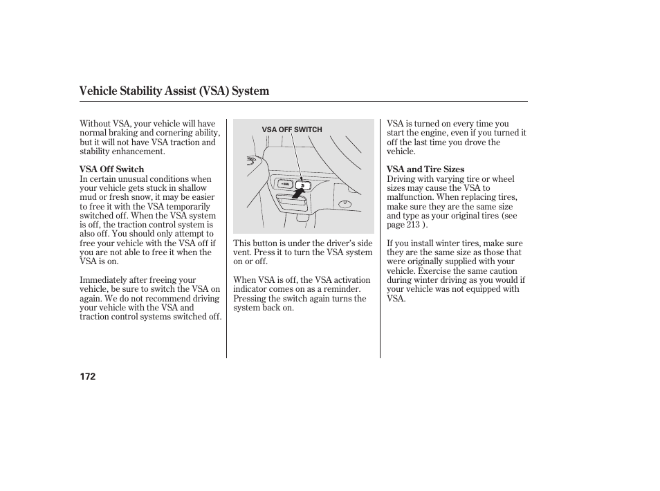 Vehicle stability assist (vsa) system | HONDA 2008 Element User Manual | Page 178 / 282