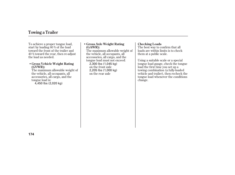 Towing a trailer | HONDA 2008 Element User Manual | Page 180 / 282