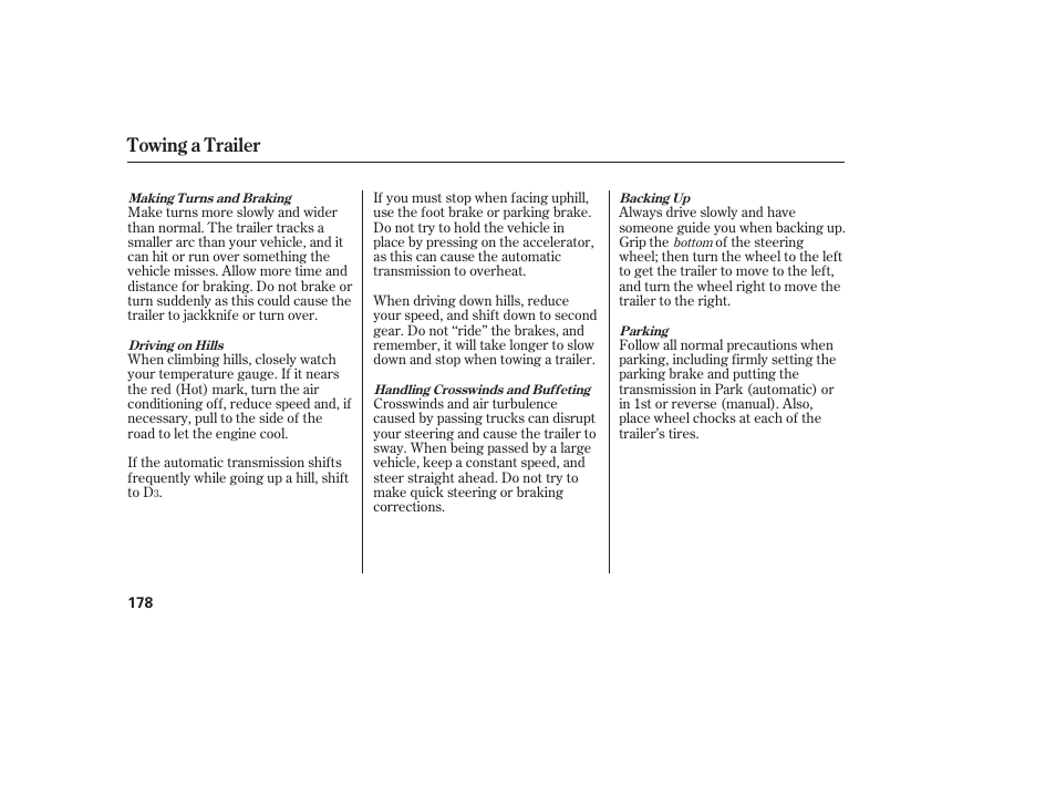 Towing a trailer | HONDA 2008 Element User Manual | Page 184 / 282
