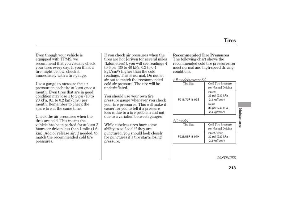 Tires | HONDA 2008 Element User Manual | Page 219 / 282