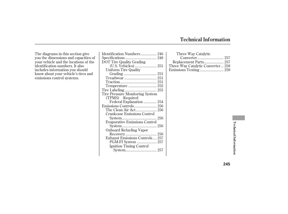 Technical information | HONDA 2008 Element User Manual | Page 251 / 282