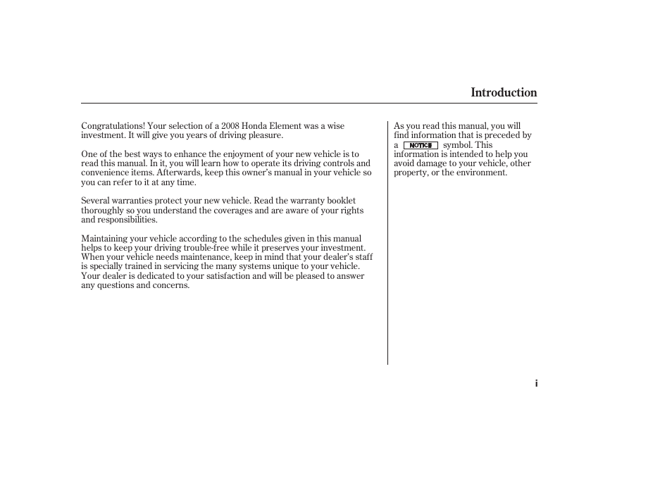 Introduction | HONDA 2008 Element User Manual | Page 3 / 282