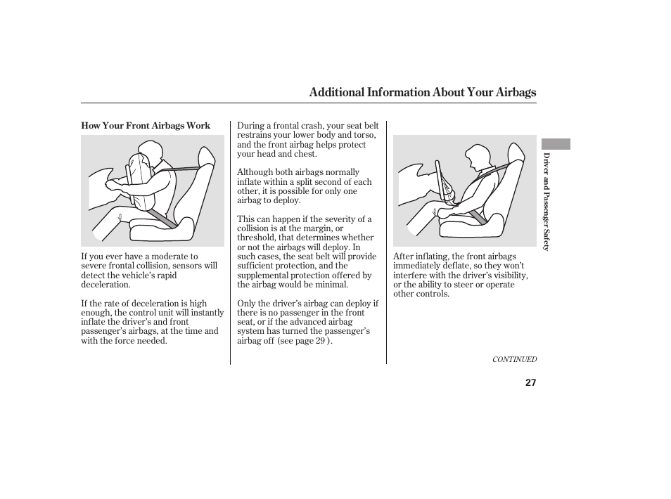 Additional information about your airbags | HONDA 2008 Element User Manual | Page 33 / 282