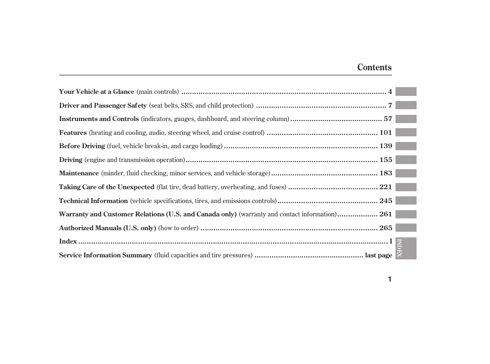 HONDA 2008 Element User Manual | Page 7 / 282