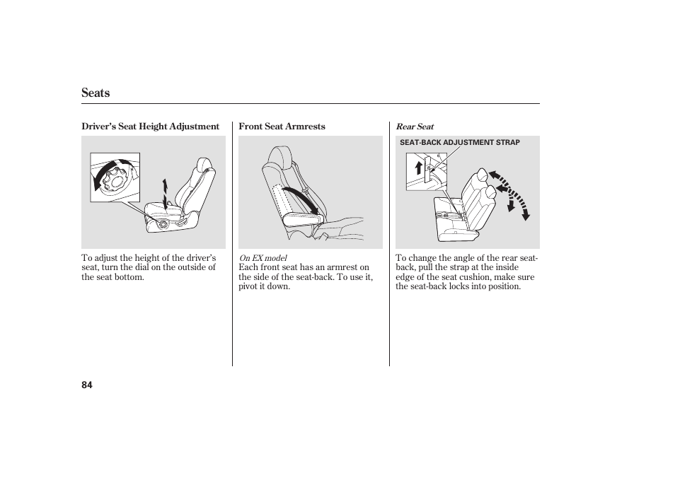 Seats | HONDA 2008 Element User Manual | Page 90 / 282