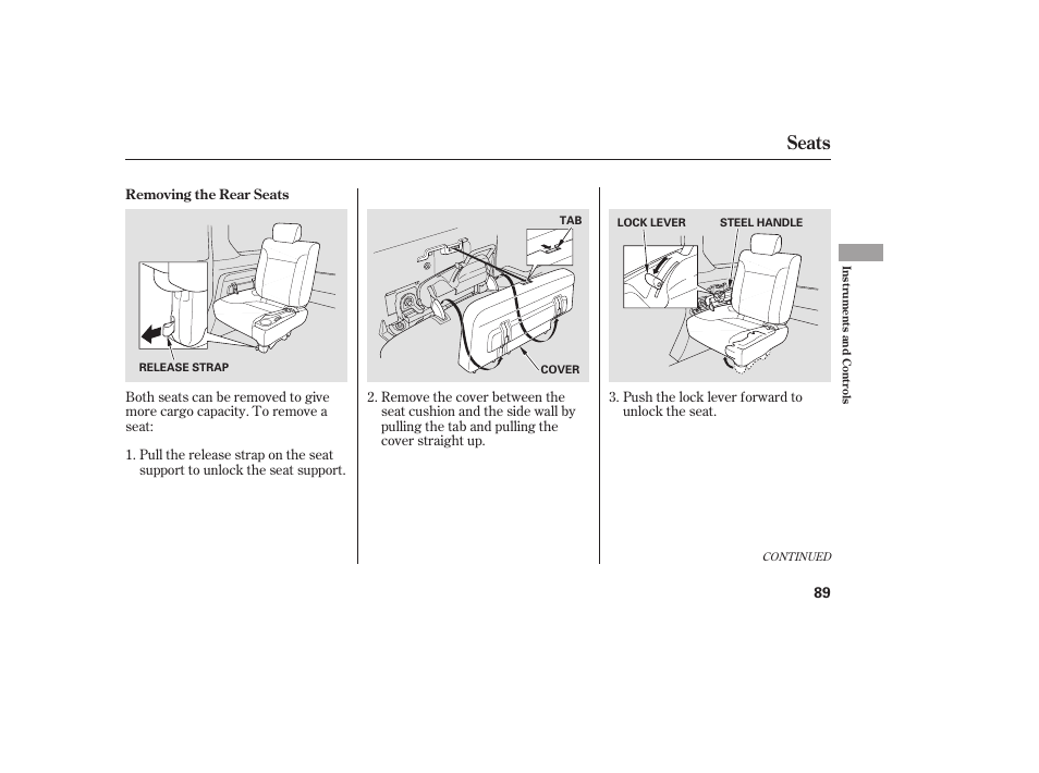 Seats | HONDA 2008 Element User Manual | Page 95 / 282