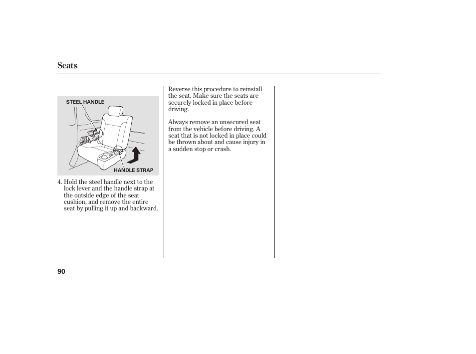 Seats | HONDA 2008 Element User Manual | Page 96 / 282