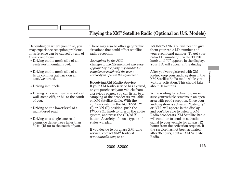 HONDA 2009 S2000 User Manual | Page 116 / 268