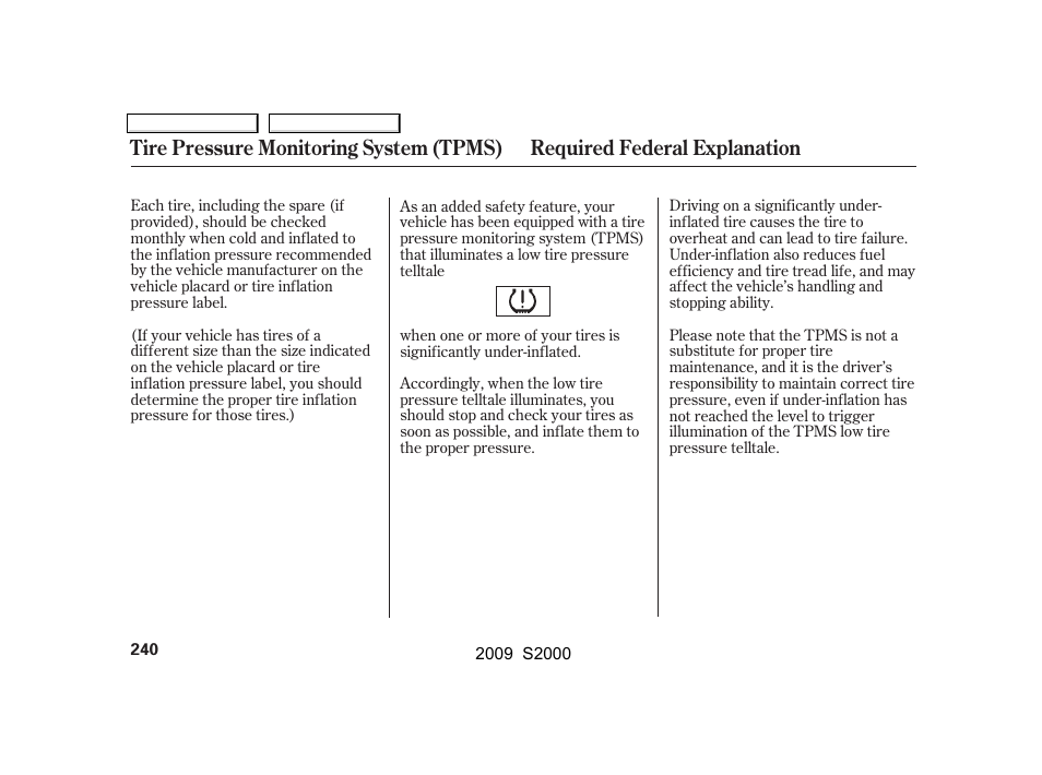 HONDA 2009 S2000 User Manual | Page 243 / 268