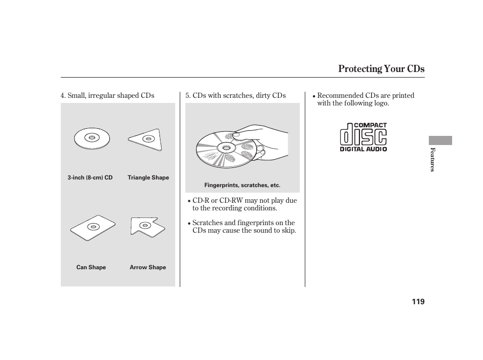 Protecting your cds | HONDA S2000 User Manual | Page 125 / 270