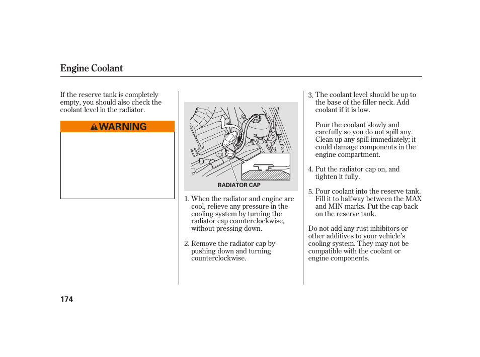 Engine coolant | HONDA S2000 User Manual | Page 180 / 270