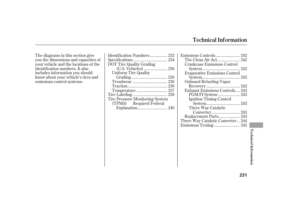 Technical information | HONDA S2000 User Manual | Page 237 / 270