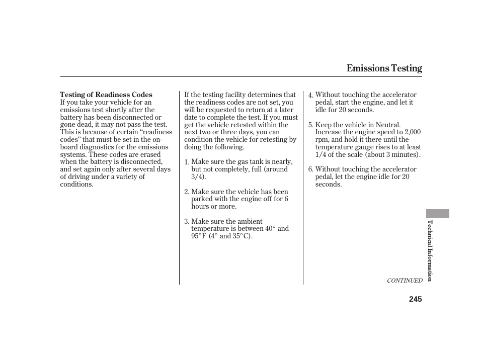 Emissions testing | HONDA S2000 User Manual | Page 251 / 270