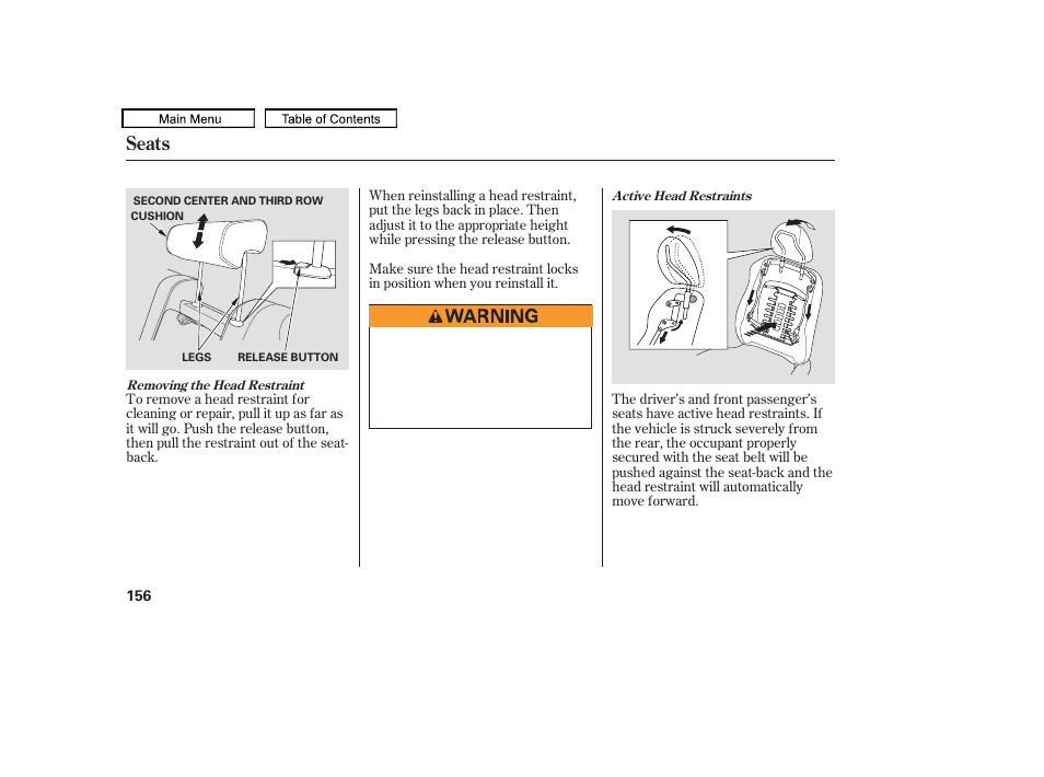 Seats | HONDA 2009 Pilot User Manual | Page 160 / 578