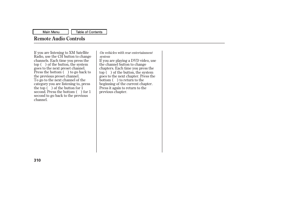 Remote audio controls | HONDA 2009 Pilot User Manual | Page 314 / 578