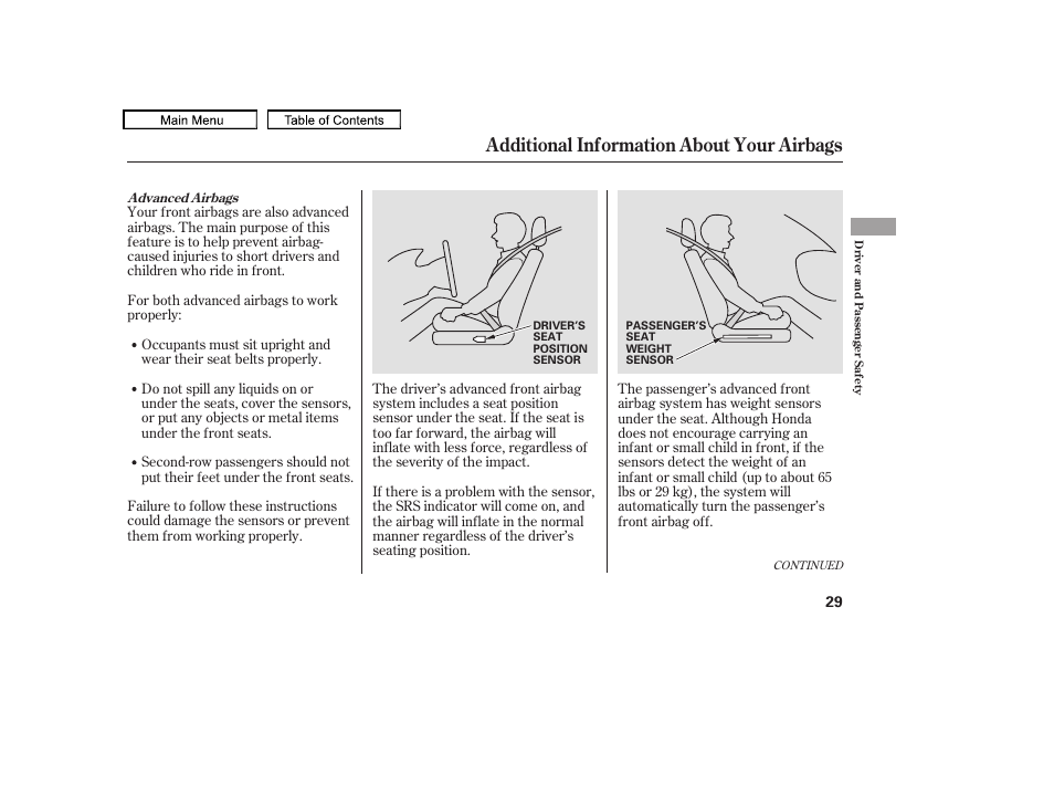 Additional information about your airbags, 2009 pilot | HONDA 2009 Pilot User Manual | Page 33 / 578