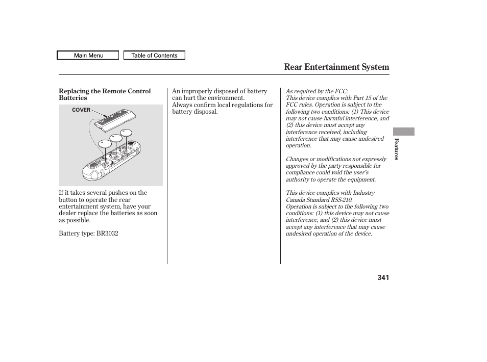 Rear entertainment system | HONDA 2009 Pilot User Manual | Page 345 / 578