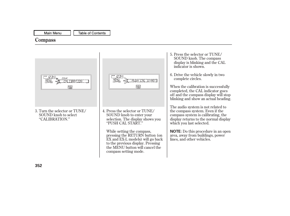 Compass | HONDA 2009 Pilot User Manual | Page 356 / 578