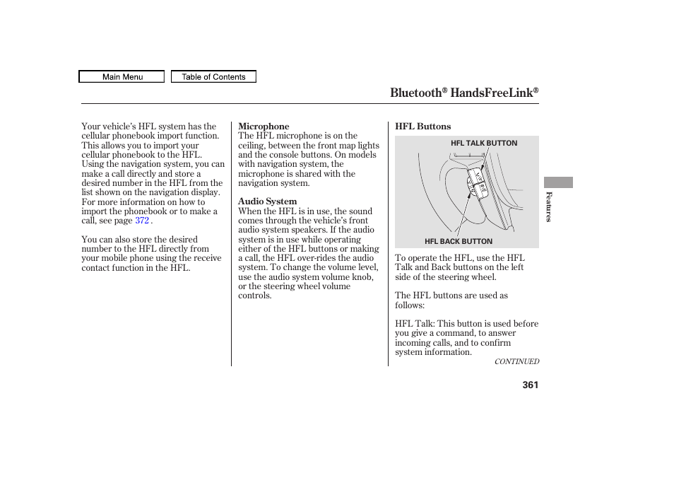 Bluetooth handsfreelink | HONDA 2009 Pilot User Manual | Page 365 / 578