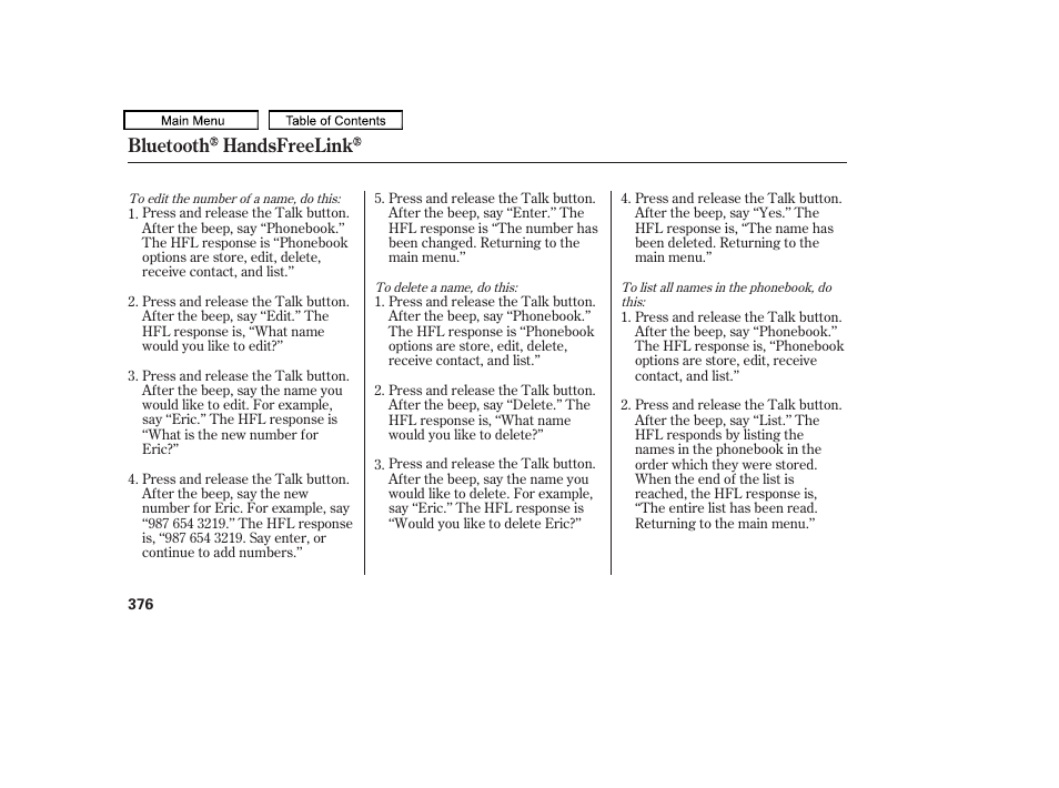 Bluetooth handsfreelink | HONDA 2009 Pilot User Manual | Page 380 / 578