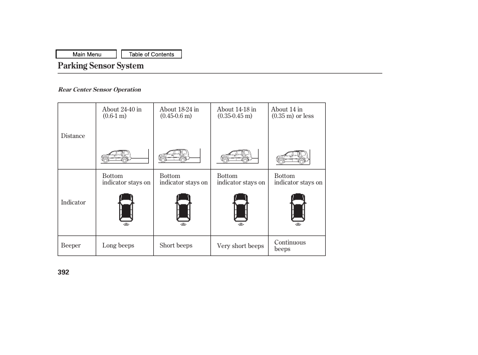 Parking sensor system | HONDA 2009 Pilot User Manual | Page 396 / 578