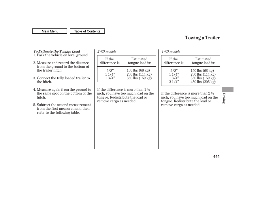 Towing a trailer | HONDA 2009 Pilot User Manual | Page 445 / 578