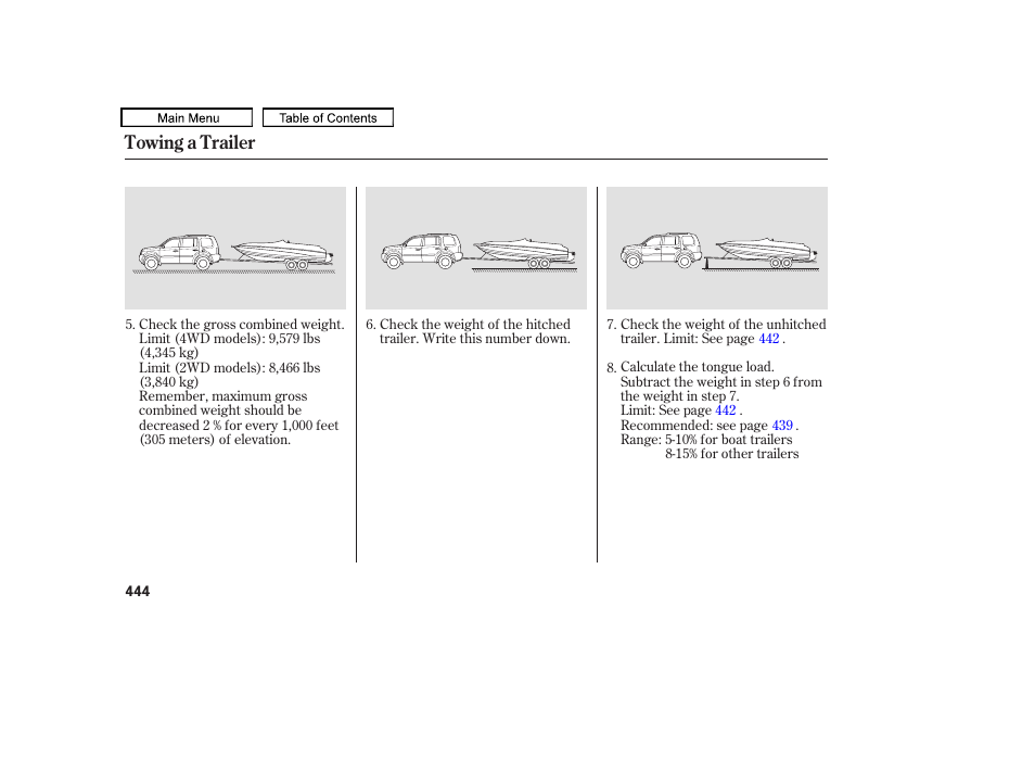 Towing a trailer | HONDA 2009 Pilot User Manual | Page 448 / 578