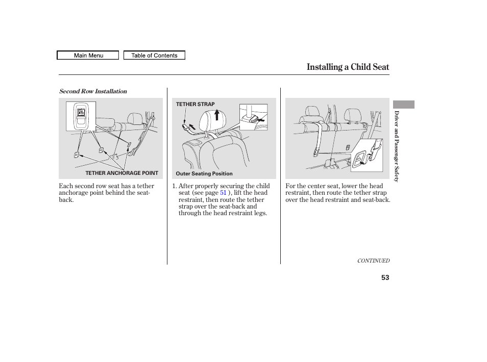 Installing a child seat, 2009 pilot | HONDA 2009 Pilot User Manual | Page 57 / 578