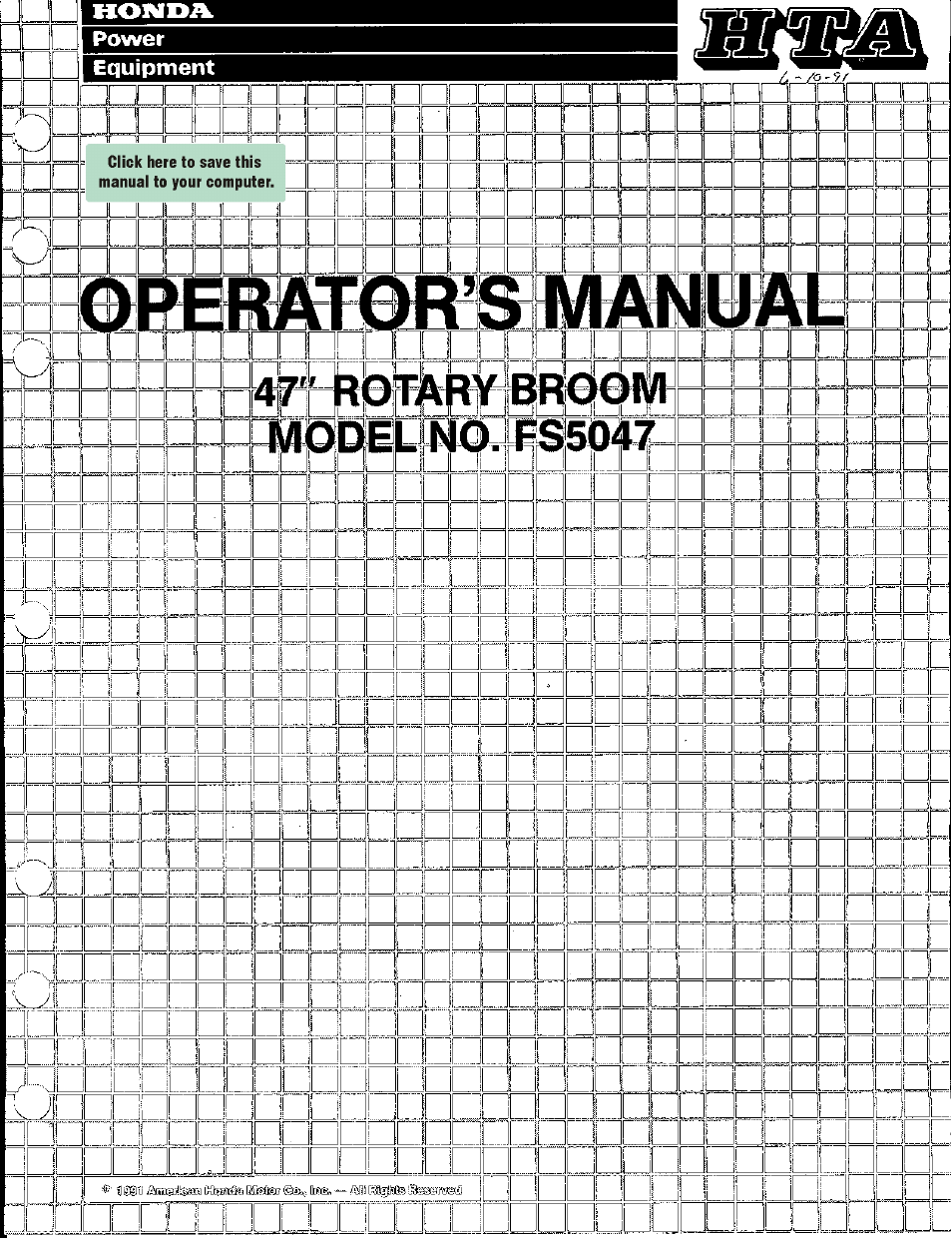 HONDA FS5047 User Manual | 27 pages