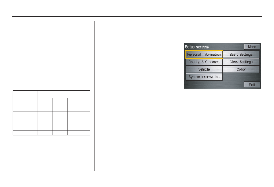System set-up | HONDA 2008 CR-V (Navigation Manual) User Manual | Page 74 / 146