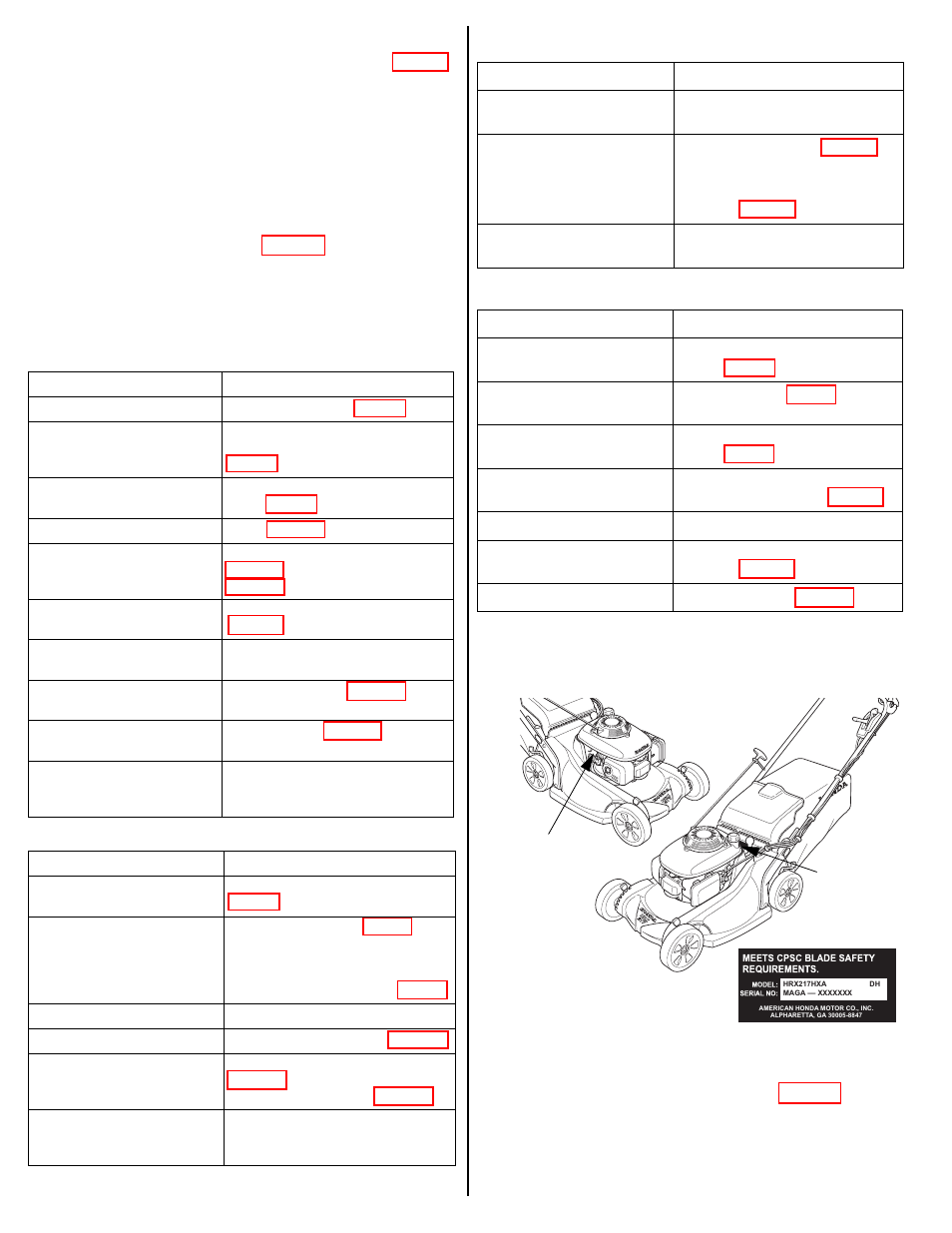 Removing from storage, Taking care of unexpected problems, Technical information | Serial number locations, Taking care of unexpected, Problems | HONDA HRX217HXA User Manual | Page 16 / 24