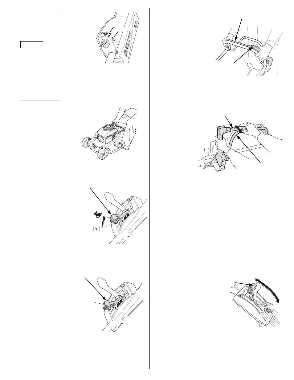 Operating the controls for mowing, Throttle lever, Blade control lever | Drive clutch lever, Shift lever, Shift lever (p. 7), Throttle lever (p. 7), Lever (p. 7), P. 7) | HONDA HRX217HXA User Manual | Page 7 / 24