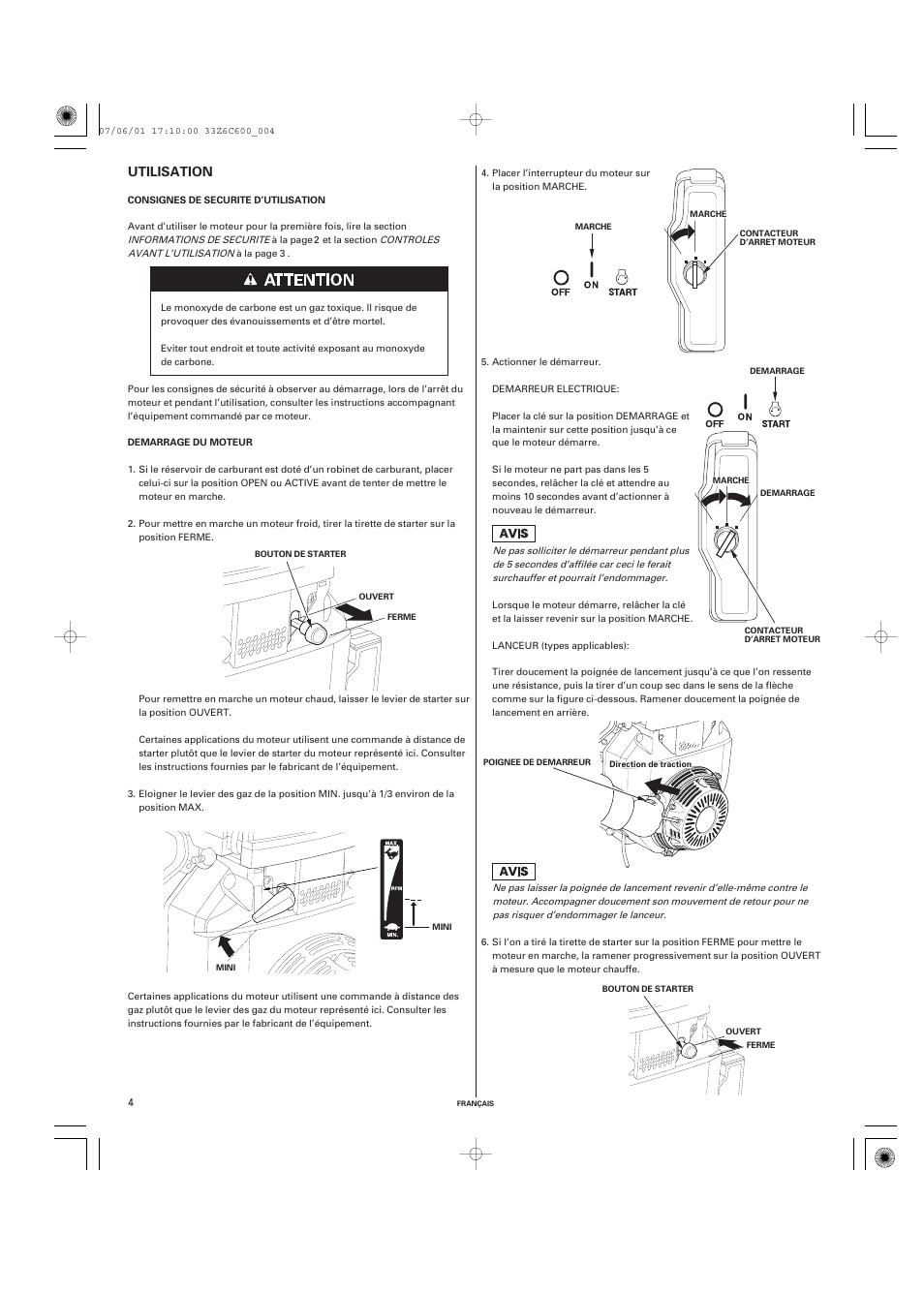 Utilisation | HONDA GX670 User Manual | Page 24 / 58