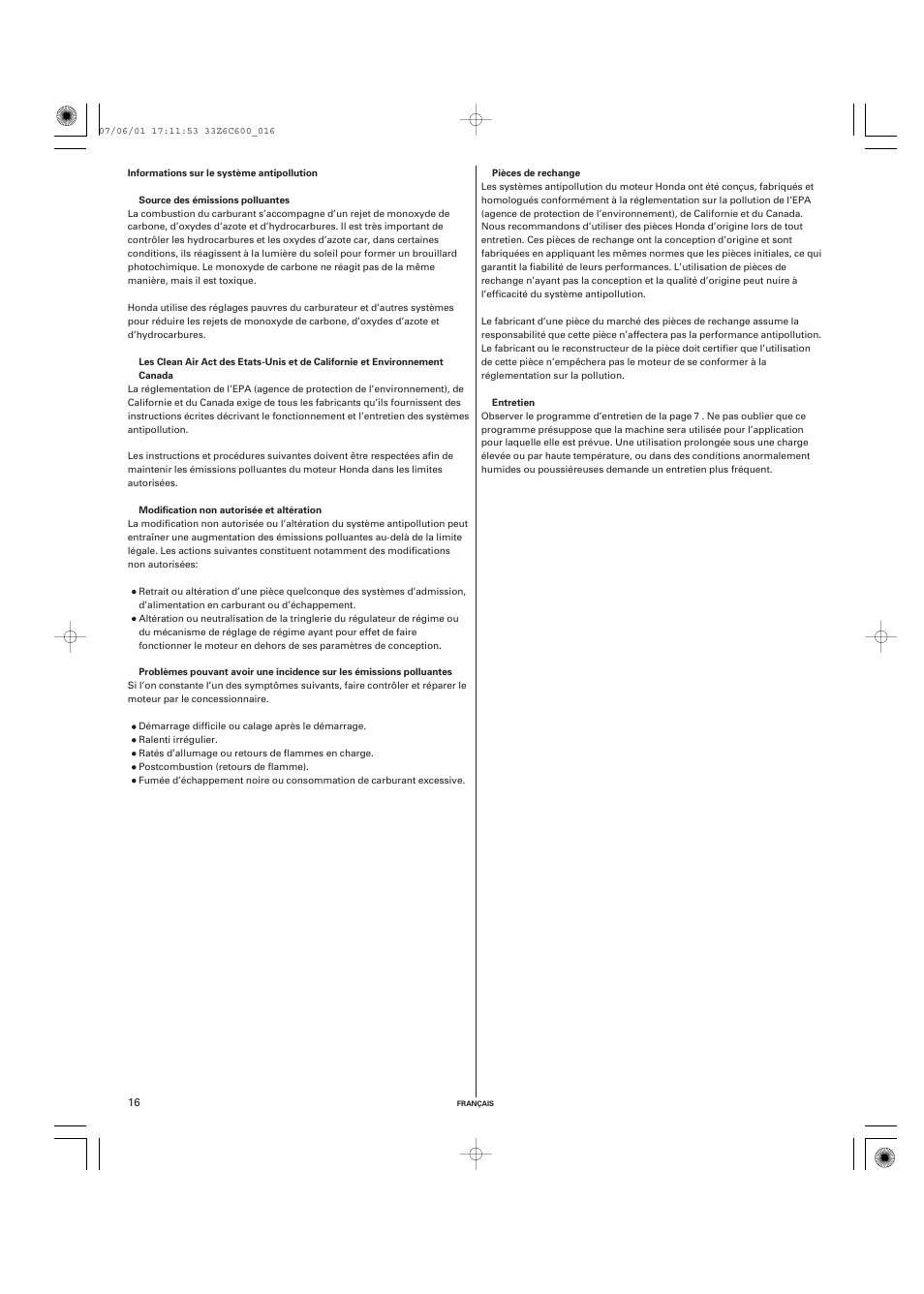 HONDA GX670 User Manual | Page 36 / 58