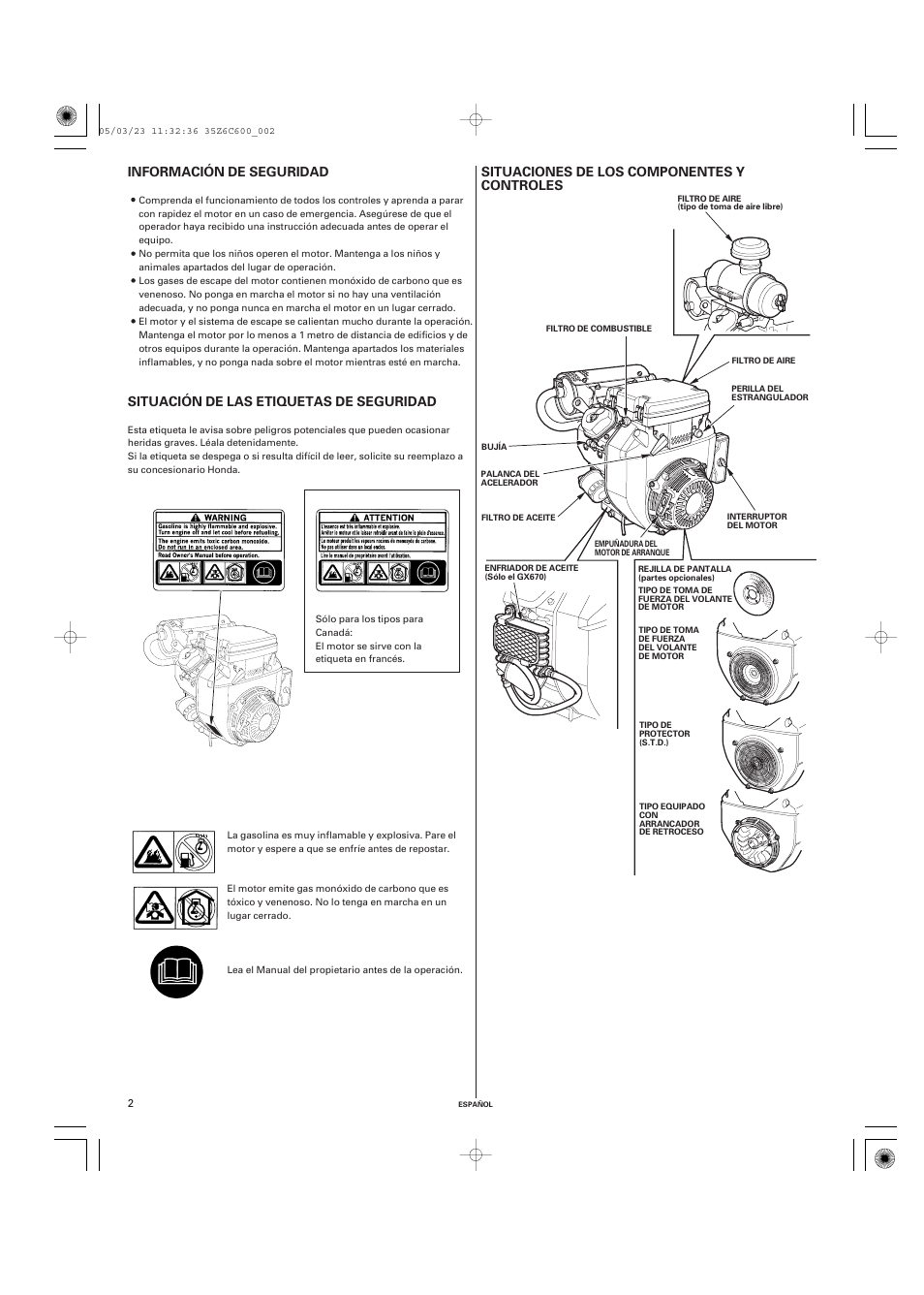 HONDA GX670 User Manual | Page 41 / 58
