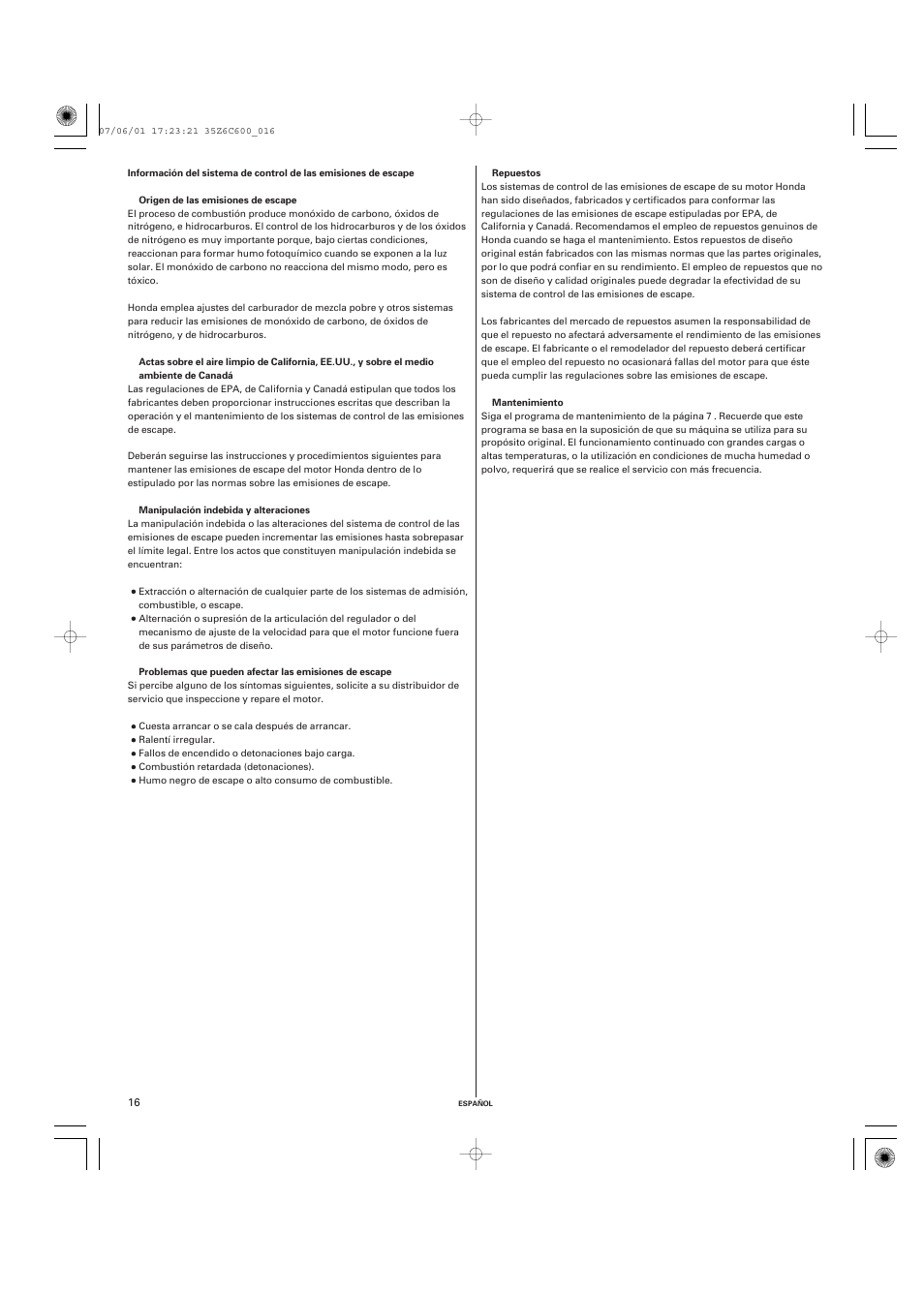 HONDA GX670 User Manual | Page 55 / 58