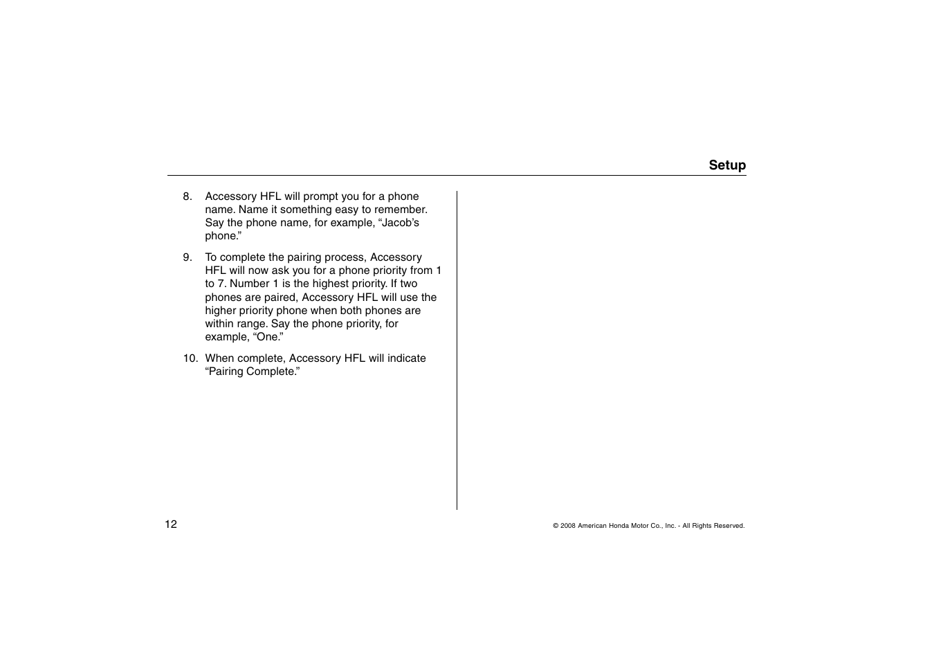 HONDA Accord Accessory HandsFreeLink 2008 User Manual | Page 12 / 35