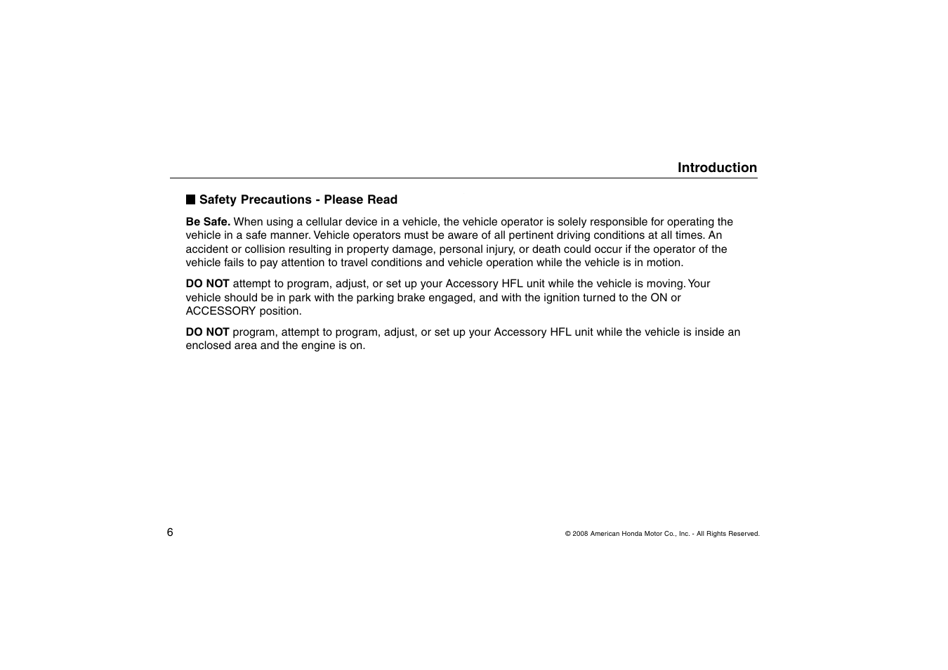 HONDA Accord Accessory HandsFreeLink 2008 User Manual | Page 6 / 35