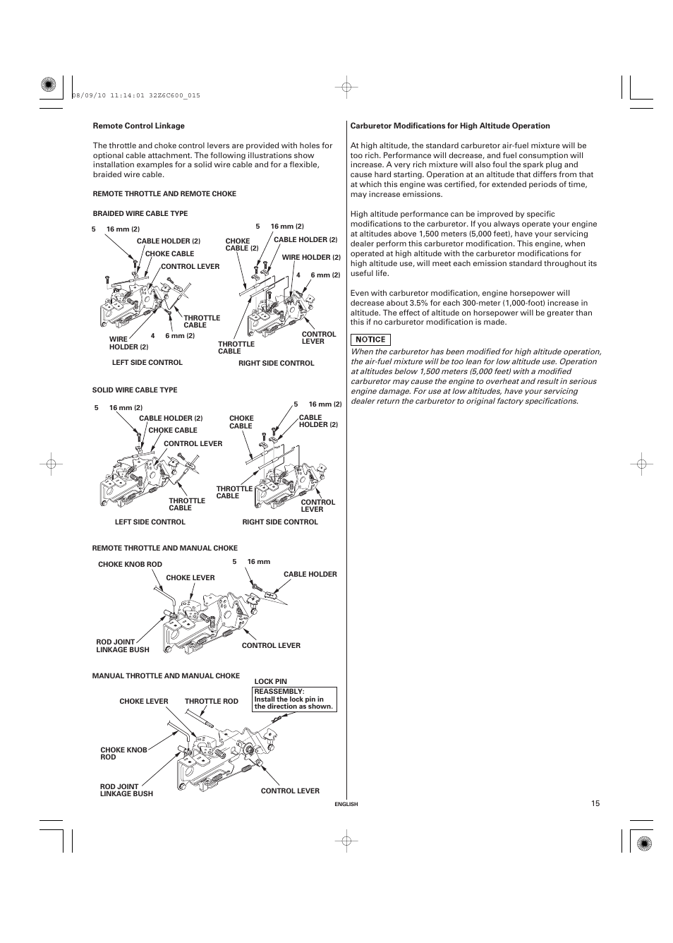 Remote control linkage | HONDA GX620 User Manual | Page 15 / 58