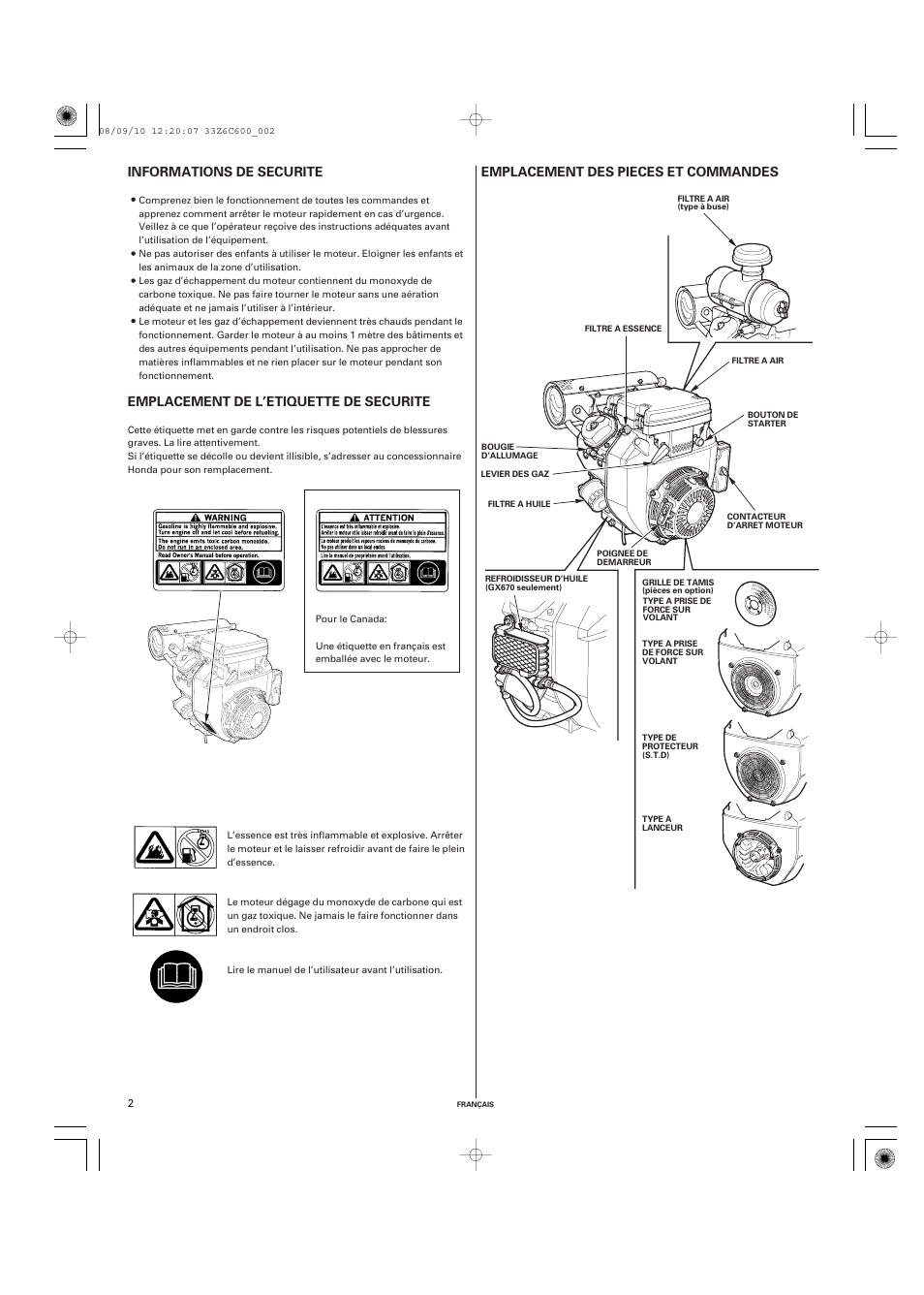 HONDA GX620 User Manual | Page 22 / 58