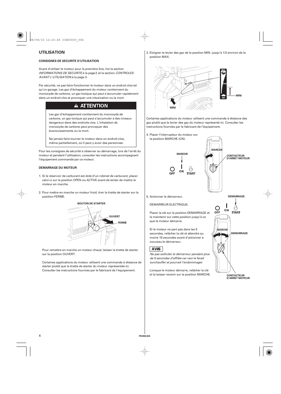 Utilisation | HONDA GX620 User Manual | Page 24 / 58