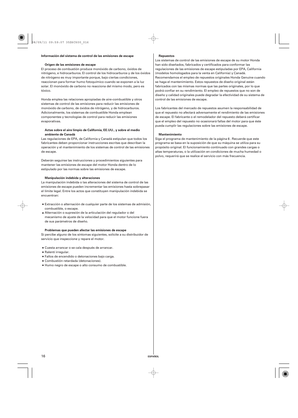 HONDA GX620 User Manual | Page 55 / 58